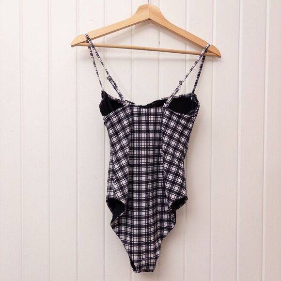 Veronica Beard Mari Swimsuit One Piece Black White Plaid Check Gingham Size Medi - Picture 5 of 9